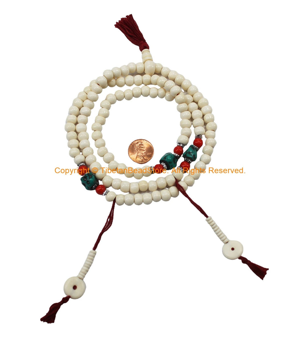 Cream Mala: 108 Bone Bead Spacers, Yoga Inspired Jewelry Making