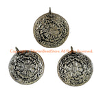 Large Tibetan Calendar Timeline Wheel Brass Charm Pendant - WM8020L-1