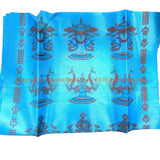 Blue Multicolor Silk Tibetan Khata Prayer Scarf with 8 Auspicious Symbols - HC112A