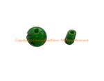 1 SET - Green Color Inlaid Tibetan Guru Bead Set - 3-Hole Guru Bead & Cap - Prayer Mala Making Supply - GB123G