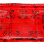 Red Multicolor Silk Tibetan Khata Prayer Scarf with 8 Auspicious Symbols - HC110