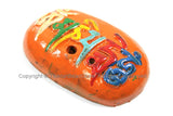 Tibetan Om Mani Padme Hung Mantra Oval Clay Incense Burner - Handmade Tibetan Incense Burners - IB88