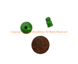 1 SET - Green Color Inlaid Tibetan Guru Bead Set - 3-Hole Guru Bead & Cap - Prayer Mala Making Supply - GB123G