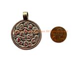 Handmade Tibetan Agate Pendant with Repousse Tibetan Silver Floral Details - WM6505F