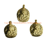 3 Pendants - Tibetan Brass Ganesh Charm Pendants - Tibetan Jewelry - WM8025-3