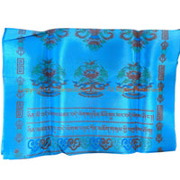 Blue Multicolor Silk Tibetan Khata Prayer Scarf with 8 Auspicious Symbols - HC112A