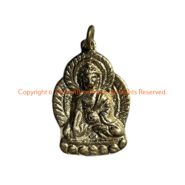 Tibetan Brass Buddha Charm Pendant - Small Buddha Pendant - Buddha Amulet - Nepal Tibetan Jewelry- Buddha Amulet- WM8017-1