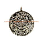 Medium Size Tibetan Calendar Timeline Wheel Solid Silver-Plated Brass Charm Pendant - WM8020M-1