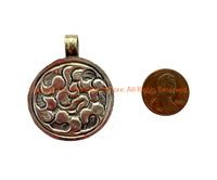 Handmade Tibetan Agate Pendant with Repousse Tibetan Silver Floral Details - WM6505G