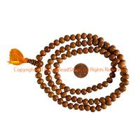 108 beads - Tibetan Natural Sandalwood Mala Prayer Beads - 8mm - Tibetan Mala Beads - Mala Making Supplies - PB98S