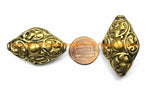 1 BEAD - LARGE Handmade Tibetan Repousse Brass Floral Bead - Ethnic Tribal Large Focal Bead - B3542B-1