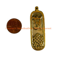 Tibetan OM Mantra & Endless Knot Brass Pendant - WM8024