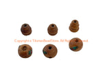 3 SETS Tibetan Wood Guru Beads with Turquoise & Coral Inlays - Guru Bead Sets - Mala Making Supplies - GB123O