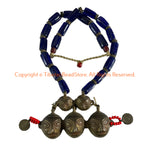 Vintage Tribal Naga Necklace with Brass Heads and Glass Beads - N208