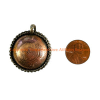 Reversible Handmade Copper Coin Charm Pendant - WM8030