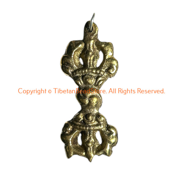 Tibetan Brass Vajra Dorje Charm Pendant - Tibetan Jewelry - WM8022-1