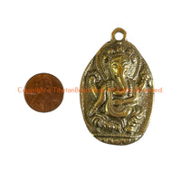 Large Seated Ganesh Brass Pendant - WM8015