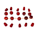 10 SETS - Tibetan Inlaid Red Bone Guru Bead Sets - Bulk Lot Inlay Bone Guru Beads & Caps - Mala Making Supply 3 Hole Guru Beads - GB123Q