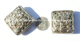 Tibetan Repousse Tibetan Silver Endless Knot Square Focal Beads with Turquoise Inlays- 1 Bead - Infinity Knot - B1705-1