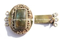 OOAK LARGE Tibetan Brass Clasp with Labradorite Inlay - Ethnic Tribal Nepal Tibetan Box Clasps - Tibetan Beads - Tibetan Clasps - B2637