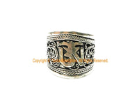 Adjustable Tibetan "OM" Mantra Filigree Floral Tibetan Ring - Adjustable Size Unisex Ring Nepalese Tibetan Jewelry - R300