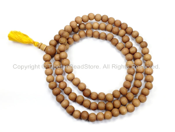 108 Natural Sandalwood Mala Beads, 8mm Mala Necklace, 108 Mala