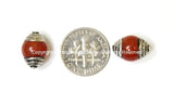 4 BEADS - Tibetan Carnelian Bead with Tibetan Silver Caps - Handmade Tibetan Beads, Pendants, Jewelry - TibetanBeadStore - B1014-4