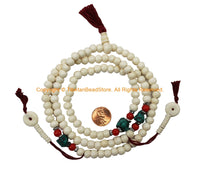 108 beads 8mm Size Tibetan Cream White Mala Prayer Beads with Counters - Tibetan Mala Beads - Meditation Beads Mala Making Supplies - PB224