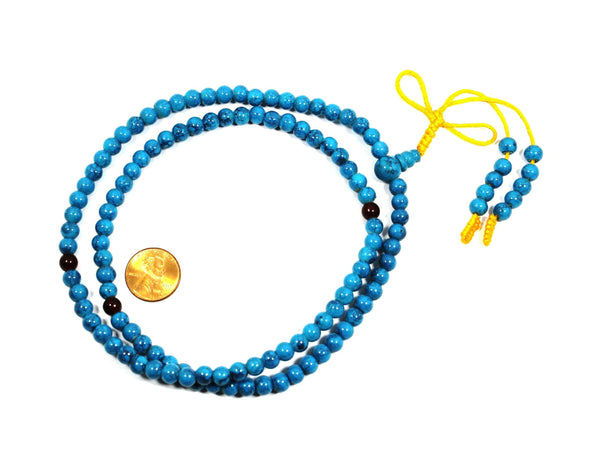 108 Beads - Tibetan Mala Prayer Beads - Small 6mm Blue Beads Mala