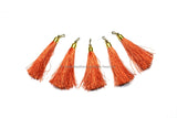 5 TASSELS Tangerine Silk Tassels with Gold Toned Brass Cap - Quality Boho Tassels Bag Tassels Earring Tassels - Craft Tassels - T219-5