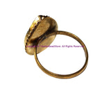 Handmade Sanskrit OM Mantra Tibetan Ring with Turquoise, Coral, Brass Inlays - Ethnic Ring Boho Ring Nepal Ring Statement Ring- R321