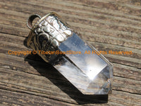 Himalayan Tibetan Luxe Crystal Quartz Point Pendant with Tibetan Silver Cap Large Tibetan Crystal Pendant Jewelry Making Supply - WM6239