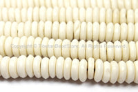 20 BEADS Tibetan Flat Disc Bone Beads - Cream White Ivory Color Bone Disc Beads- TibetanBeadStore Mala Bracelet Making Supplies- LPB126-20