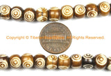 Tibetan Bone Carved Circles Mala Prayer Beads with Bone Disc Counters 8mm Size- 108 Beads- Natural Animal Bone Nepal Tibetan Beads - PB137