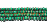 20 BEADS 8mm Tibetan Green Color Bone Beads with Turquoise, Coral & Metal Inlays - Ethnic Nepal Tibetan Green Bone Beads - LPB148S-20